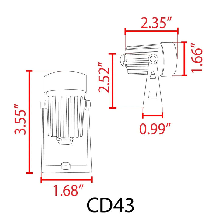 CD43 4x/8x/12x Package 5W 12V Low Voltage Waterproof LED Landscape Narrow Beam Directional Outdoor Aluminum Spotlight