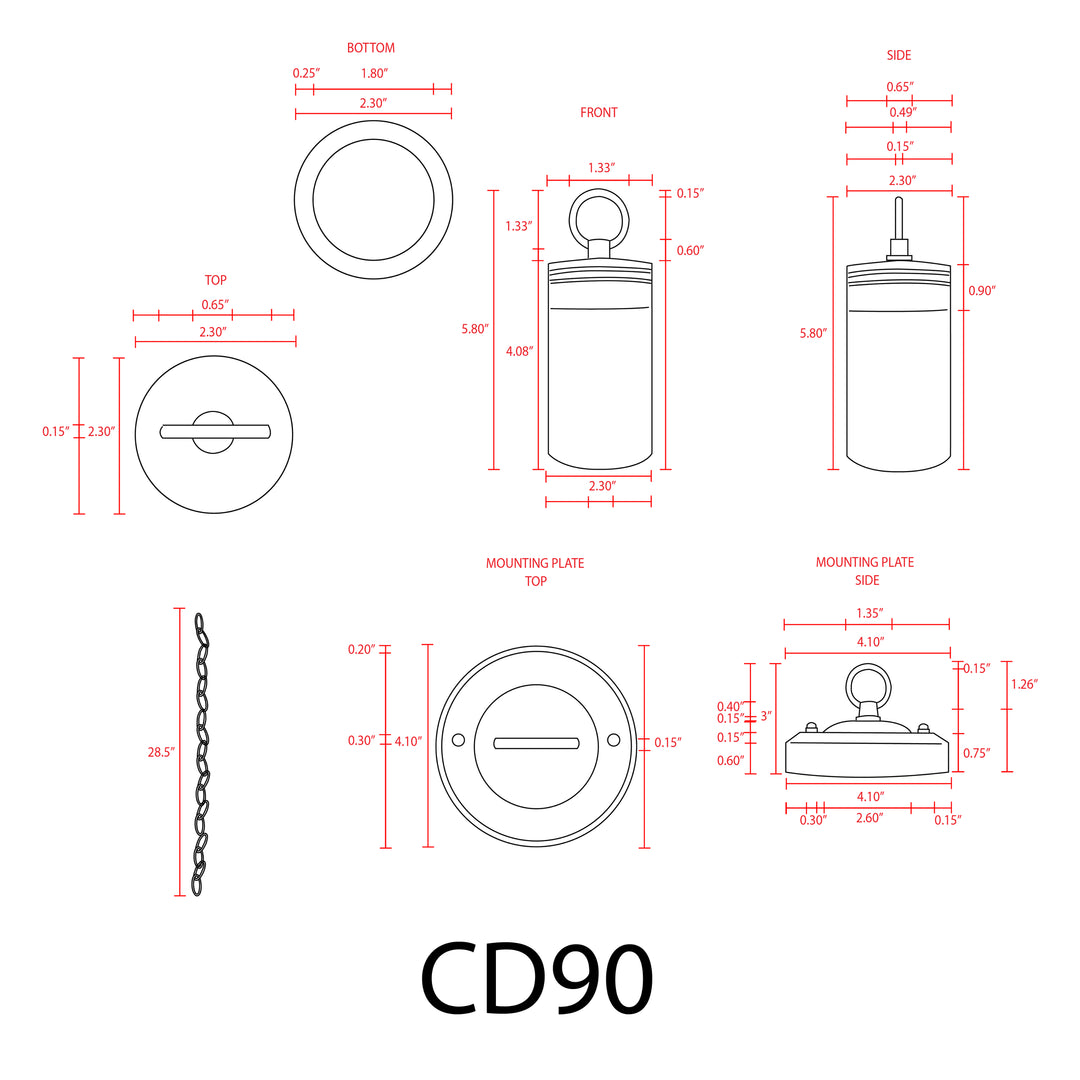 CD90 4x/8x/12x Package Low Voltage 3000K Warm White Integrated LED Philips Bulb Cylinder Pendant Light Hanging Spotlight