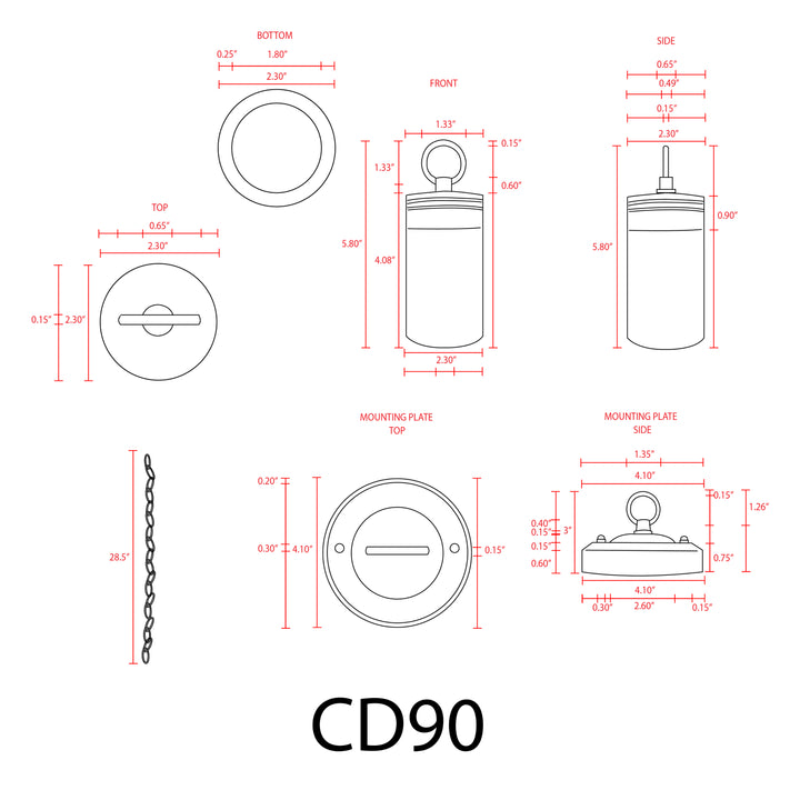 CD90 4x/8x/12x Package Low Voltage 3000K Warm White Integrated LED Philips Bulb Cylinder Pendant Light Hanging Spotlight