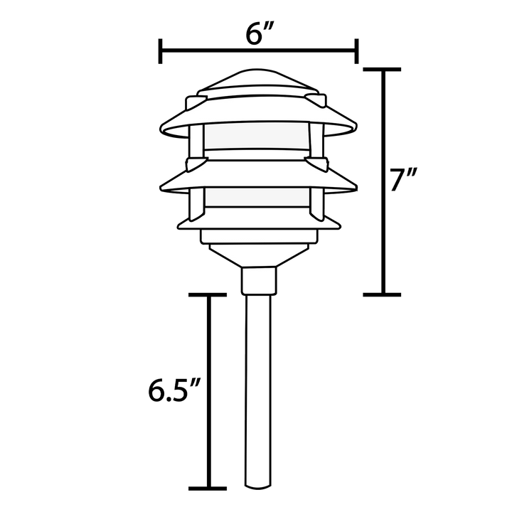 CDPA72 4x/8x/12x Package Black 12V AC/DC Aluminum Low Voltage Landscape Lighting 3 Tier Pagoda Path Light 3W 3000K G4 Bulb