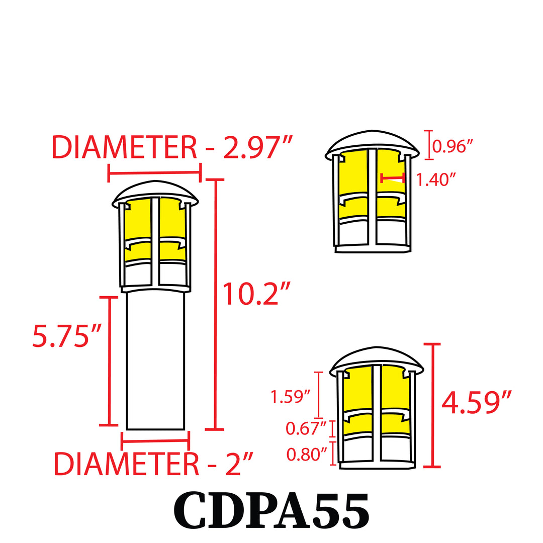 CDPA55 Cast Aluminum Path Light | 3W 3000K Warm White Integrated LED Low Voltage Landscape Light