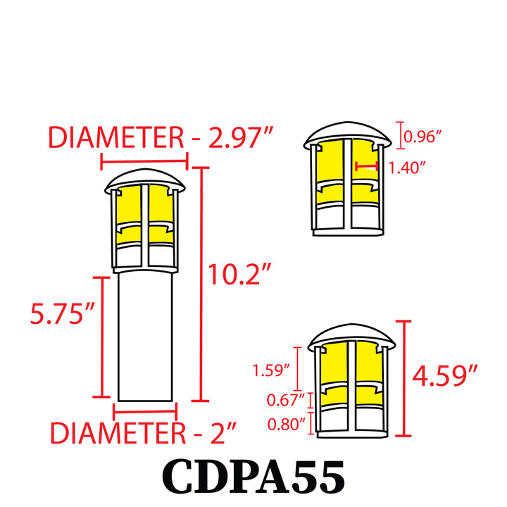 CDPA55 Cast Aluminum Path Light | 3W 3000K Warm White Integrated LED Low Voltage Landscape Light