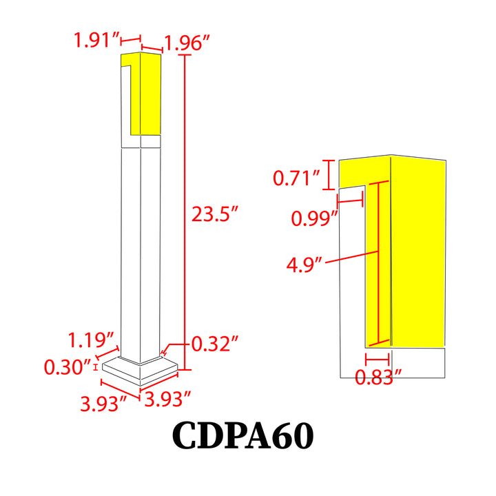 CDPA60 4x/8x/12x Package 12V Low Voltage 3000K Warm White LED Bollard Landscape Light | Low Voltage Aluminum Path Light