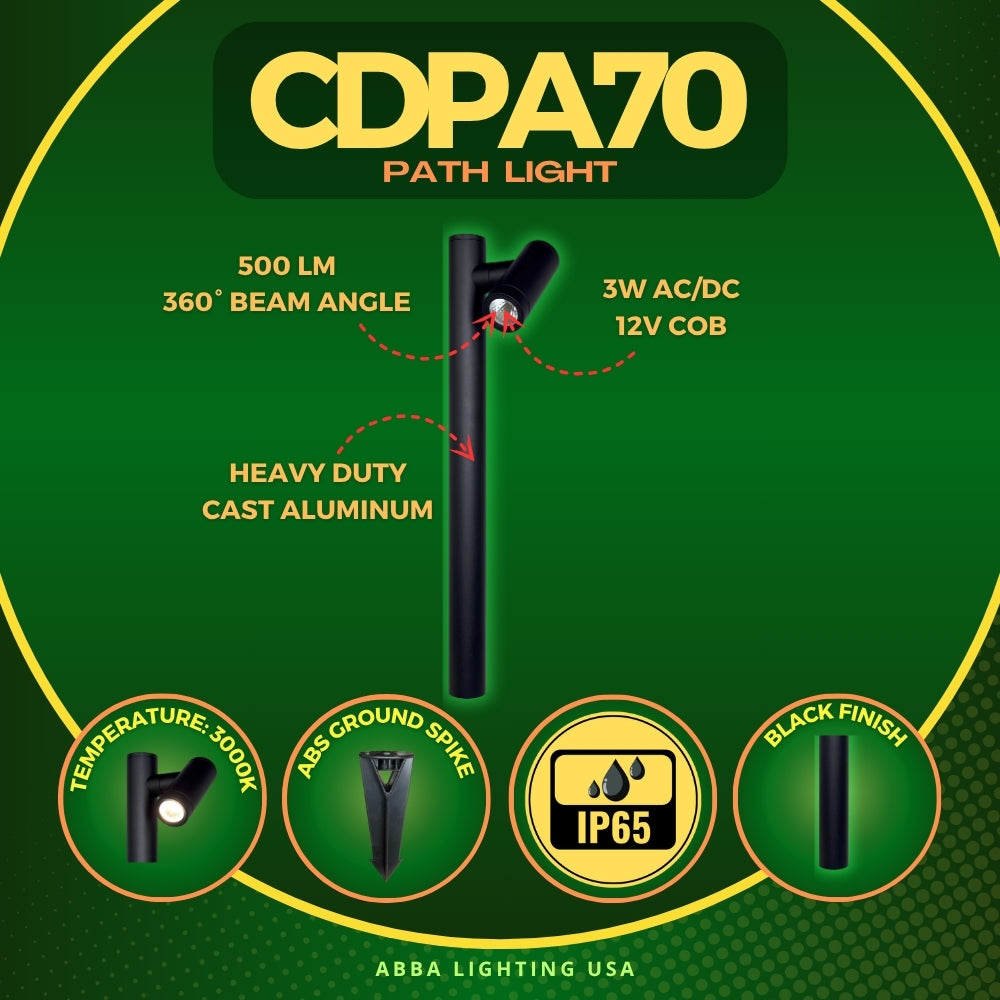 Outdoor Landscape Lighting LED 12V Low Voltage CDPA70 4x/8x/12x Package 3W 3000K Warm White Integrated LED Adjustable Directional Bollard Path Light Low Voltage Outdoor Landscape Lighting