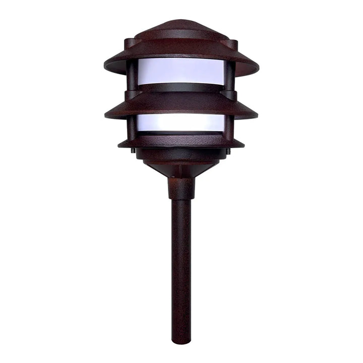 CDPA72 Black/Brown 12V AC/DC Low Voltage Landscape Lighting 3 Tier Pagoda Aluminum Path Light