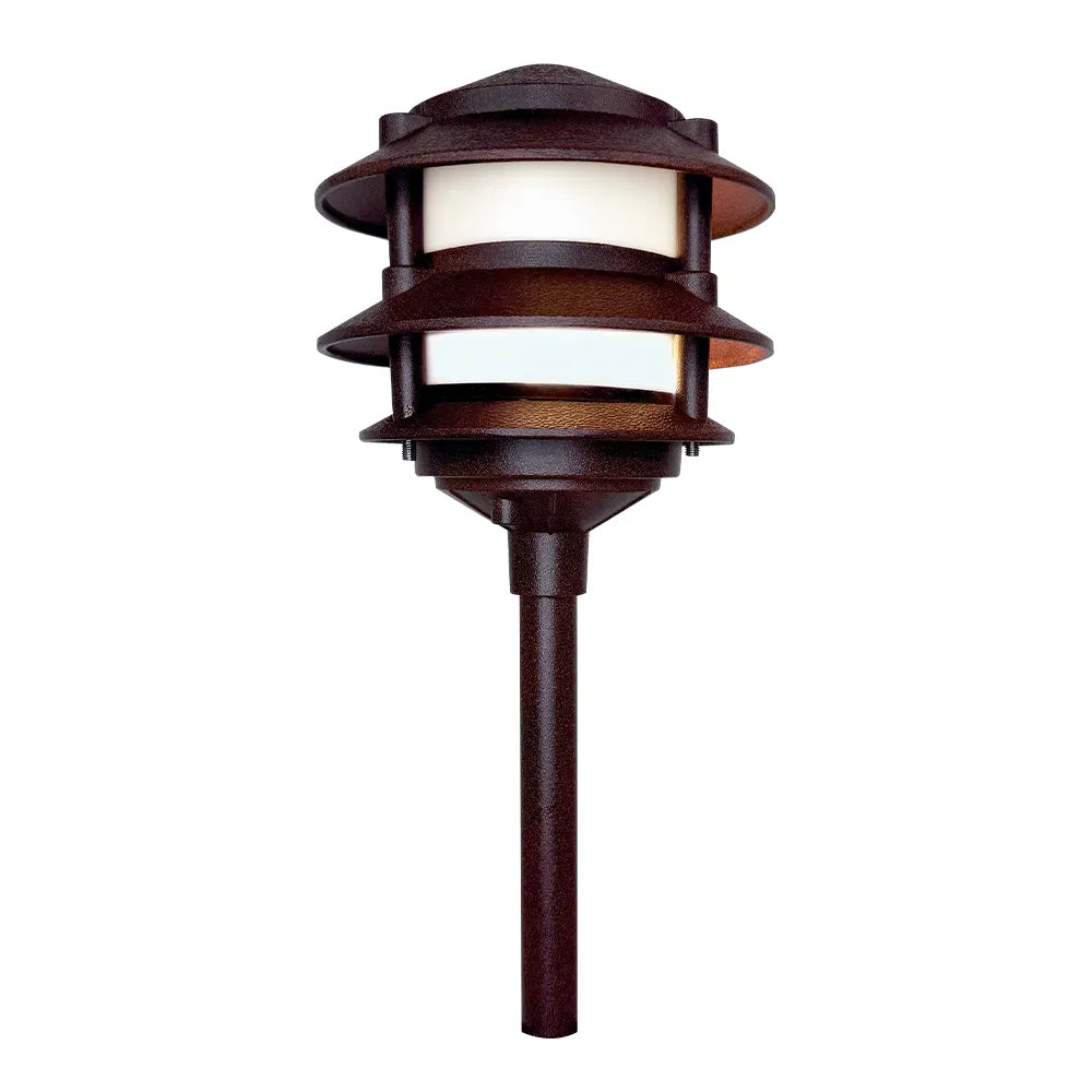 CDPA72 4x/8x/12x Package Black 12V AC/DC Aluminum Low Voltage Landscape Lighting 3 Tier Pagoda Path Light 3W 3000K G4 Bulb