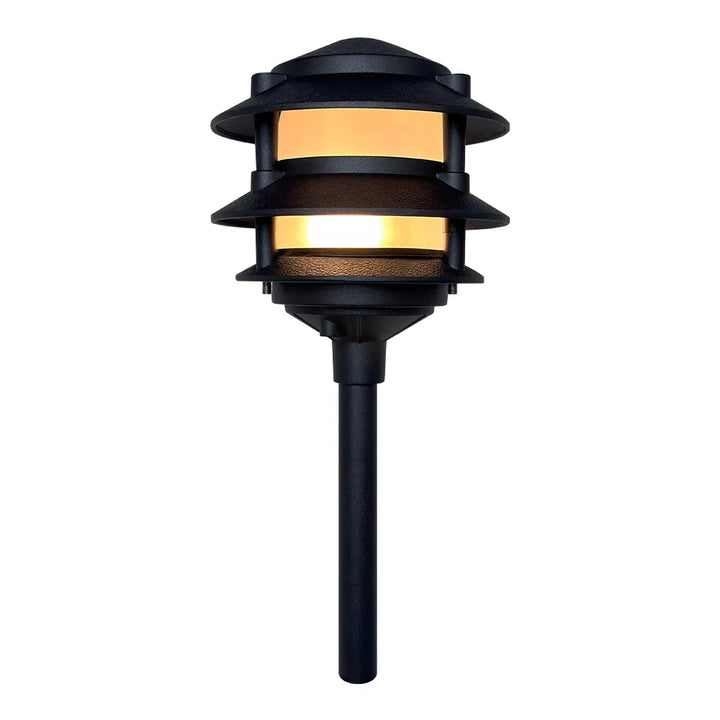 CDPA72 Black 12V AC/DC Low Voltage Landscape Lighting 3 Tier Pagoda Aluminum Path Light