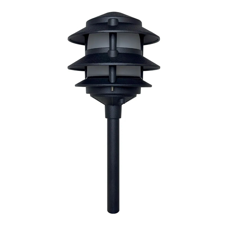 CDPA72 Black 12V AC/DC Low Voltage Landscape Lighting 3 Tier Pagoda Aluminum Path Light
