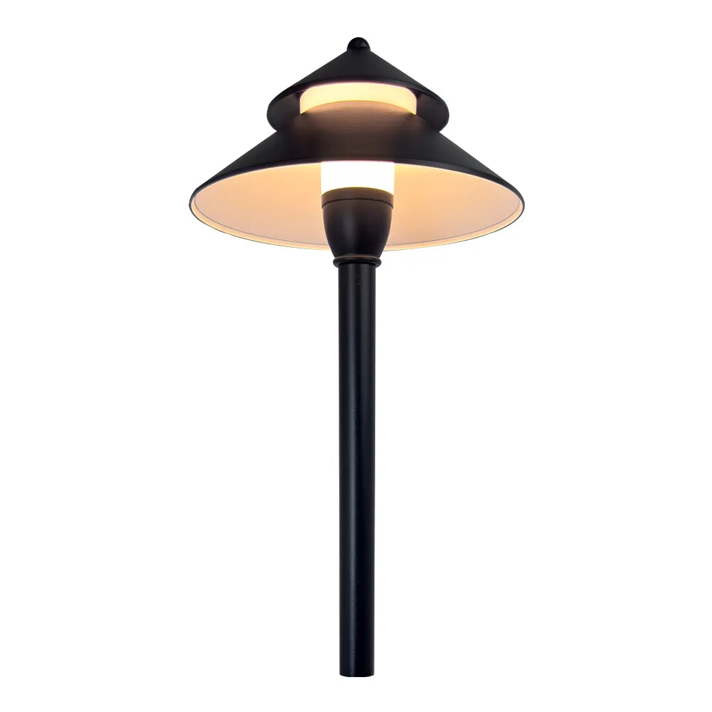 Outdoor Landscape Lighting LED 12V Low Voltage CDPA77 3W 12V-24V AC/DC Low Voltage Two-Tier Mushroom Hat 5CCT Integrated LED Aluminum Path Light