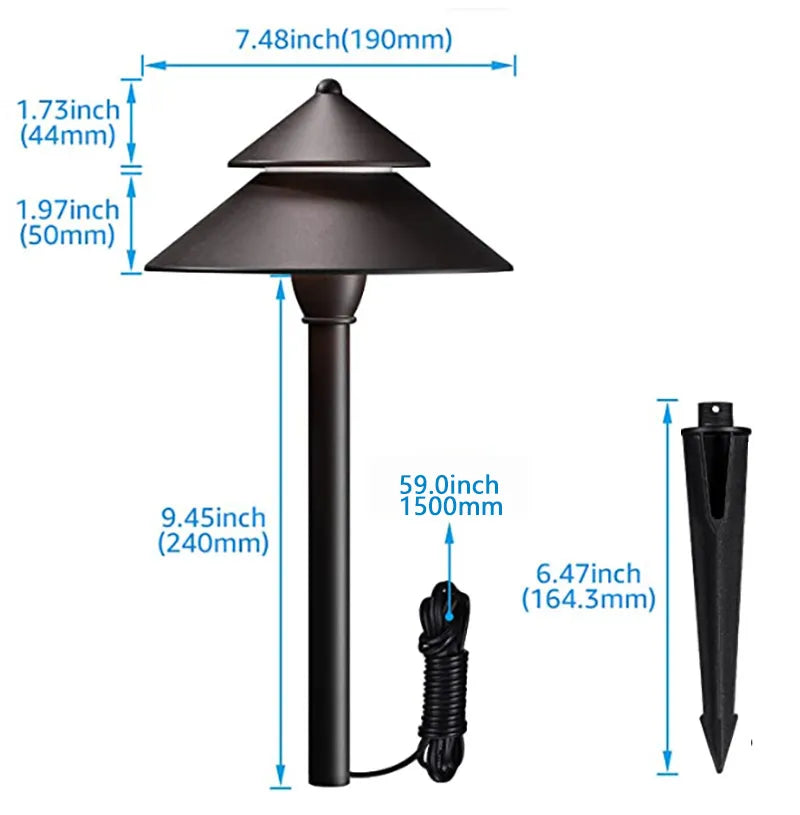 CDPA77 3W 12V-24V AC/DC Low Voltage Two-Tier Mushroom Hat 5CCT Integrated LED Aluminum Path Light
