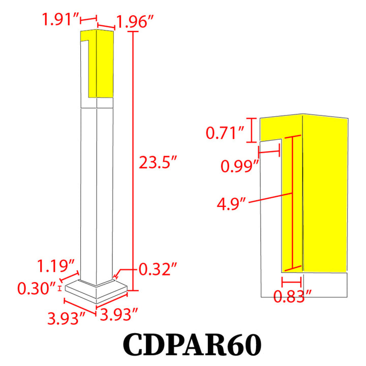 CDPAR60 4x/8x/12x Package Low Voltage RGBWC 3CCT LED Bollard Landscape Light | 12V Low Voltage Aluminum Path Light