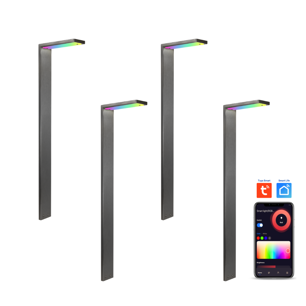 Outdoor Landscape Lighting LED 12V Low Voltage CDPSR58 4x/8x/12x Package Wi-Fi Smart RGBCW 3W Stainless Steel 12V Low Voltage Directional Pathway Light LED Bollard Landscape Lighting Stainless Steel 4 Pack