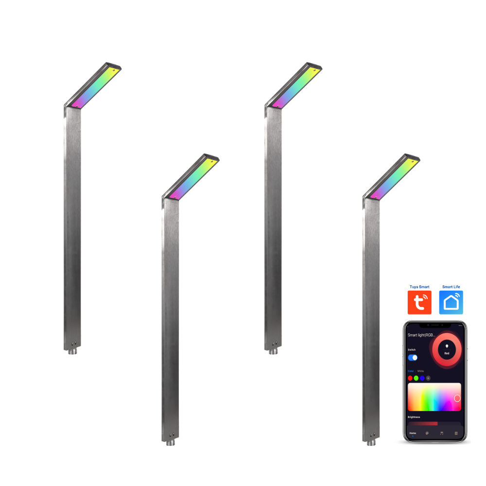 Outdoor Landscape Lighting LED 12V Low Voltage CDPSR59 4x/8x/12x Package Wi-Fi Smart RGBCW 3W Stainless Steel 12V Low Voltage Directional Pathway Light LED Bollard Landscape Lighting Stainless Steel 4 Pack