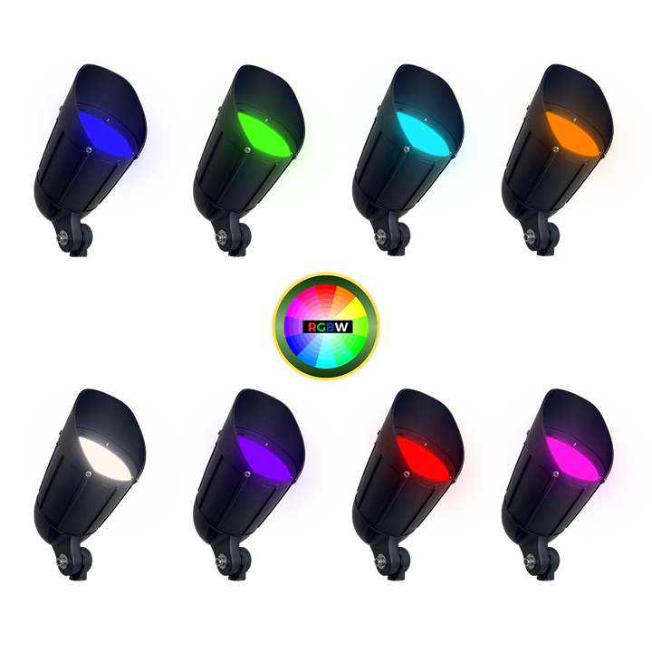Outdoor Landscape Lighting LED 12V Low Voltage CDRA12 Cast Aluminum Color Changing Spotlight | 12W Integrated RGBW Smart Bluetooth AC12V Low Voltage Landscape Light