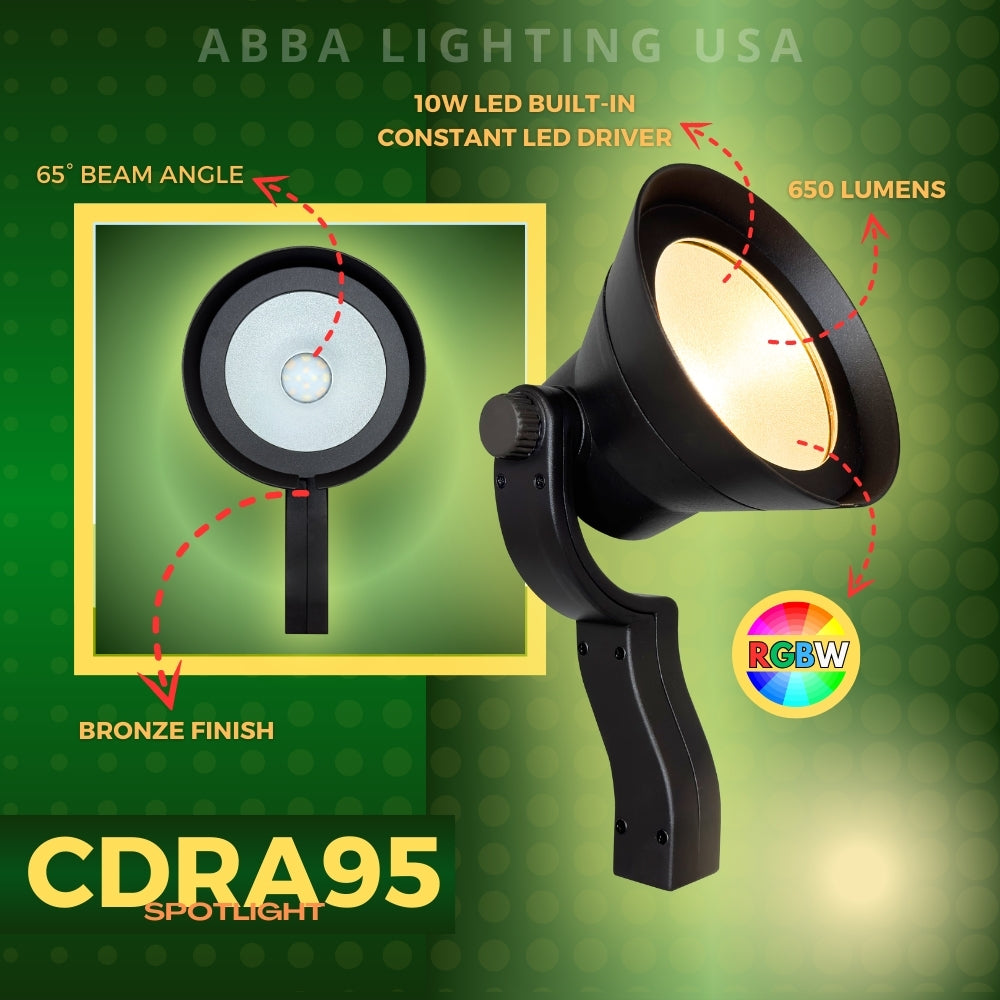 Outdoor Landscape Lighting LED 12V Low Voltage CDRA95 10W LED Smart Wi-Fi RGBW Wide Beam Directional Outdoor Landscape 12V Low Voltage Aluminum Spotlight