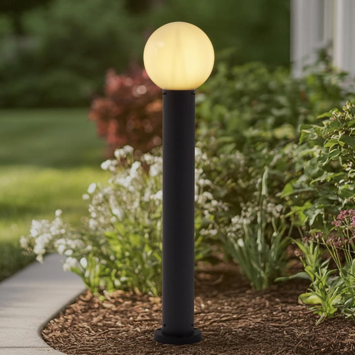 Outdoor Landscape Lighting LED 12V Low Voltage CPLA16 120V Line Voltage E26 Socket 60W Modern Outside Bollard Light with Opal Glass Globe