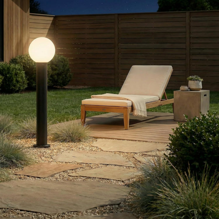 Outdoor Landscape Lighting LED 12V Low Voltage CPLA16 120V Line Voltage E26 Socket 60W Modern Outside Bollard Light with Opal Glass Globe