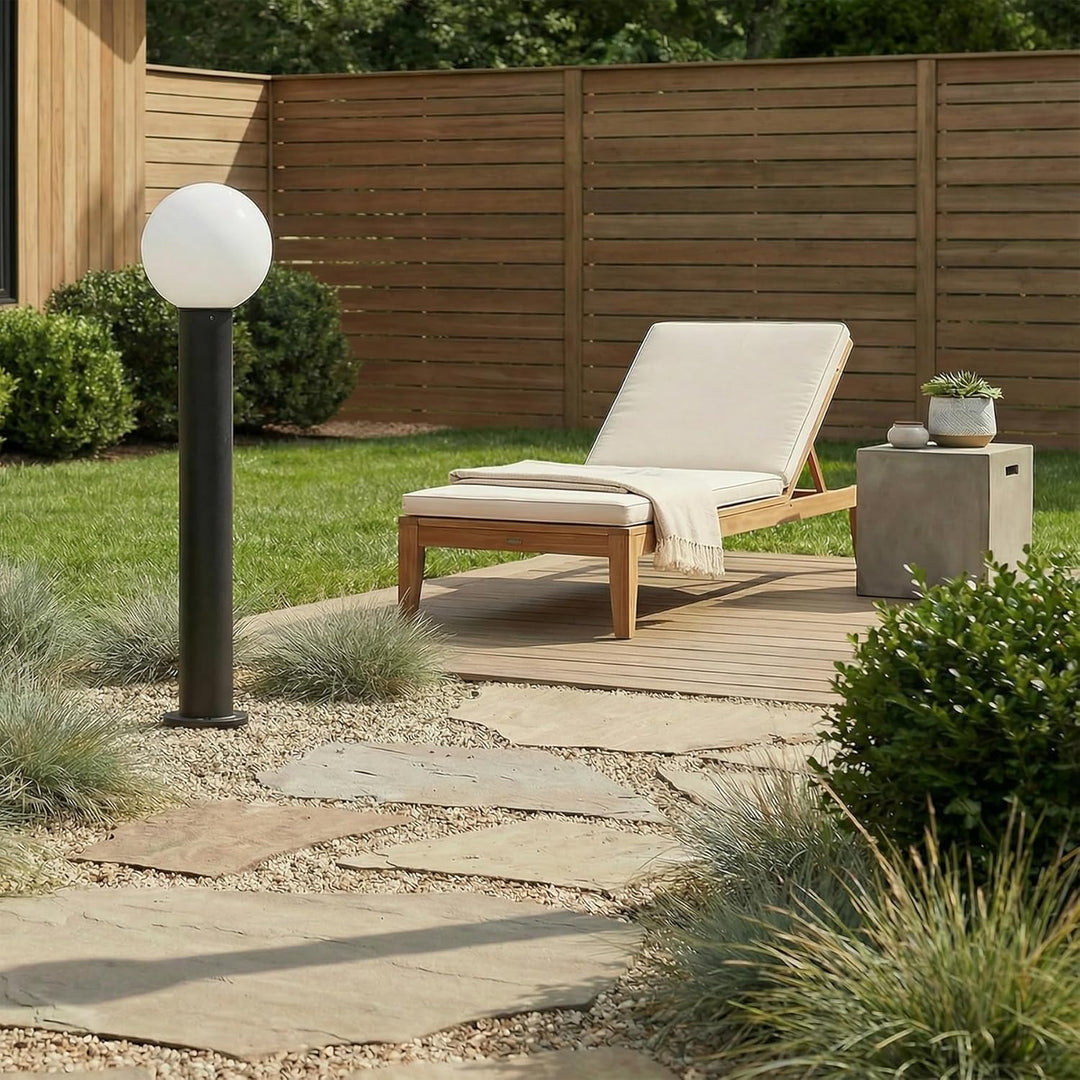 Outdoor Landscape Lighting LED 12V Low Voltage CPLA16 120V Line Voltage E26 Socket 60W Modern Outside Bollard Light with Opal Glass Globe