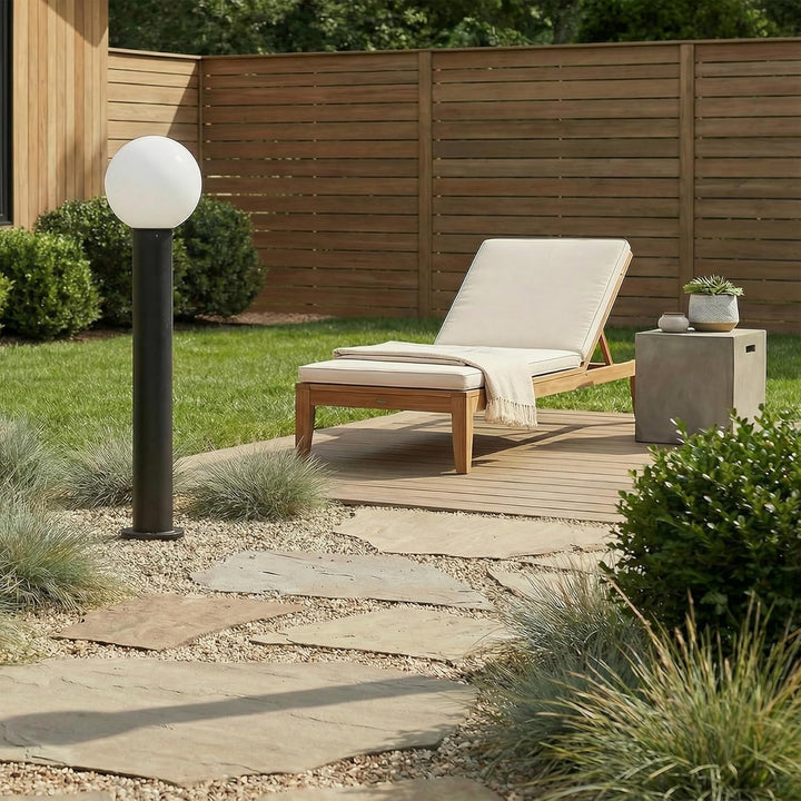 Outdoor Landscape Lighting LED 12V Low Voltage CPLA16 120V Line Voltage E26 Socket 60W Modern Outside Bollard Light with Opal Glass Globe