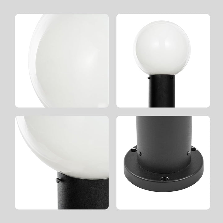 Outdoor Landscape Lighting LED 12V Low Voltage CPLA16 120V Line Voltage E26 Socket 60W Modern Outside Bollard Light with Opal Glass Globe