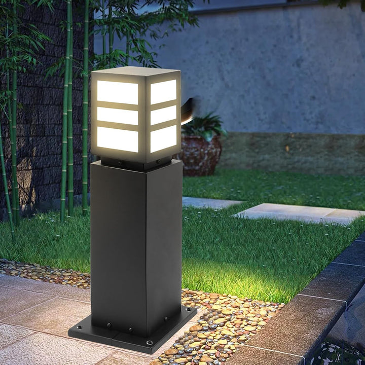 Outdoor Landscape Lighting LED 12V Low Voltage CPLA17 120V Line Voltage E26/E27 Socket 60W Carbon Steel Modern Outdoor Square Bollard Light IP65 Outdoor Rated