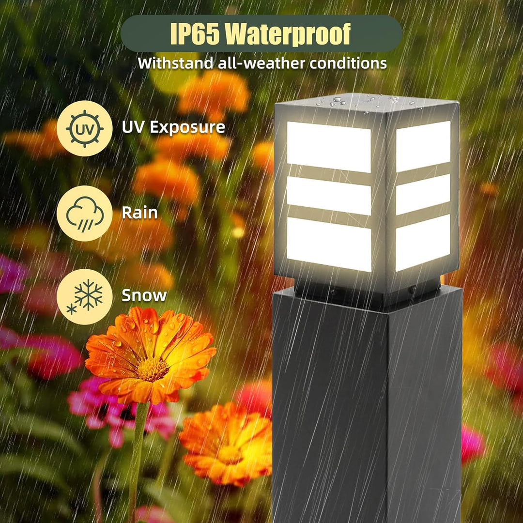 Outdoor Landscape Lighting LED 12V Low Voltage CPLA17 120V Line Voltage E26/E27 Socket 60W Carbon Steel Modern Outdoor Square Bollard Light IP65 Outdoor Rated