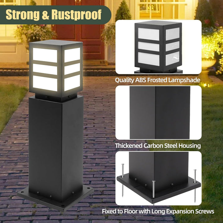 Outdoor Landscape Lighting LED 12V Low Voltage CPLA17 120V Line Voltage E26/E27 Socket 60W Carbon Steel Modern Outdoor Square Bollard Light IP65 Outdoor Rated