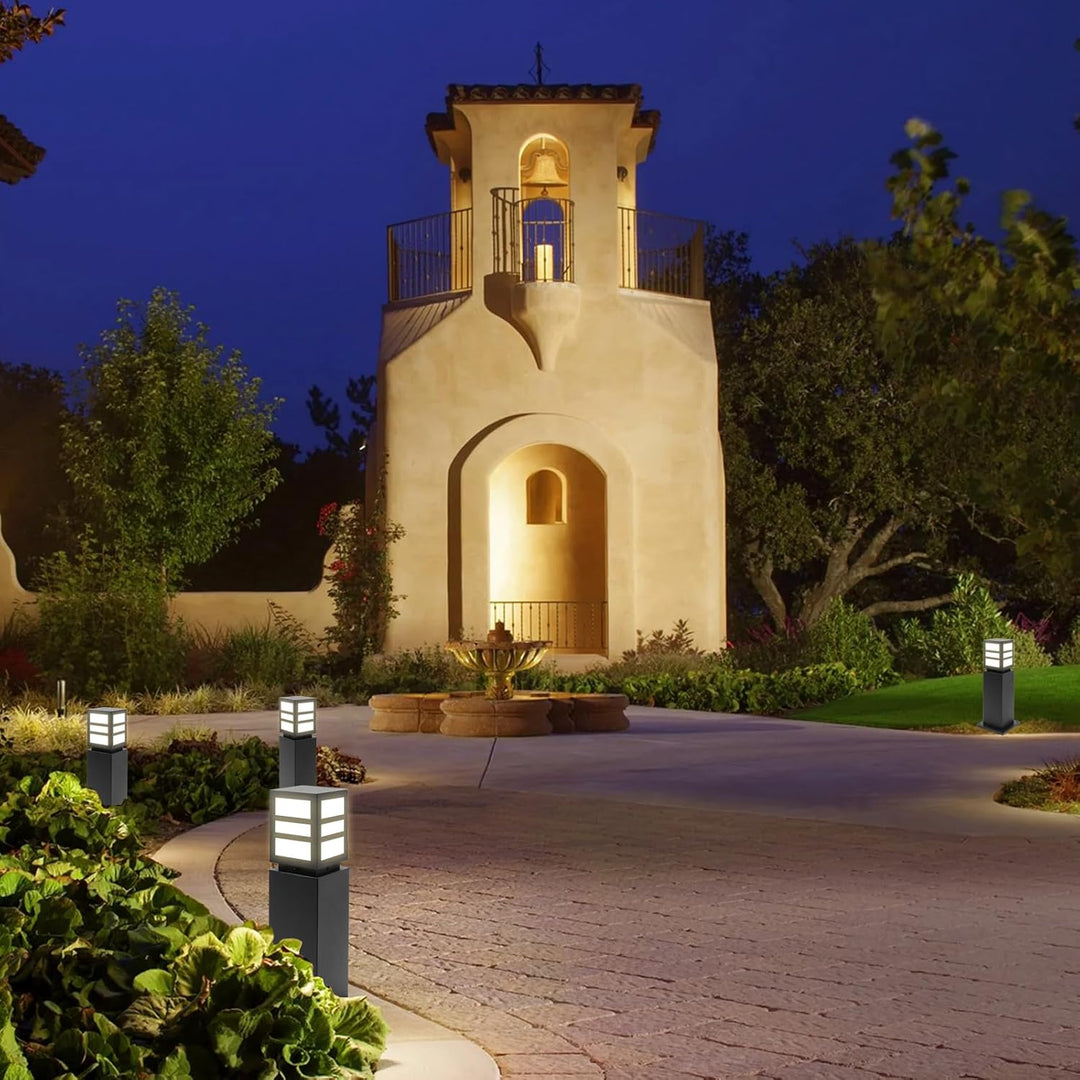 Outdoor Landscape Lighting LED 12V Low Voltage CPLA17 120V Line Voltage E26/E27 Socket 60W Carbon Steel Modern Outdoor Square Bollard Light IP65 Outdoor Rated