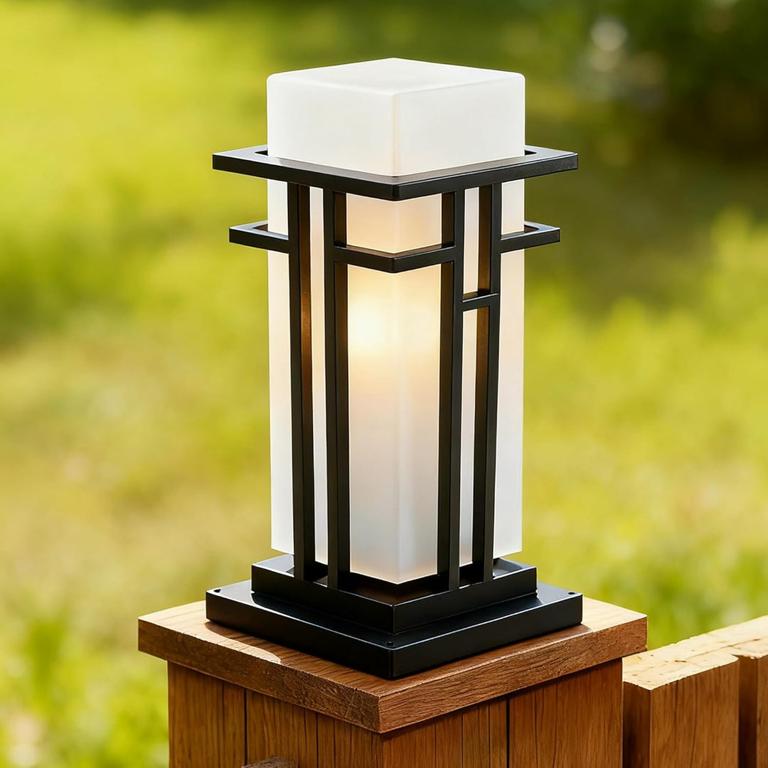 Outdoor Landscape Lighting LED 12V Low Voltage CPLA18 High Voltage Outdoor Frosted Glass Lamp Post Lantern for 6" x 6" Post Top E26 Socket Line Voltage 120V AC IP65 Waterproof