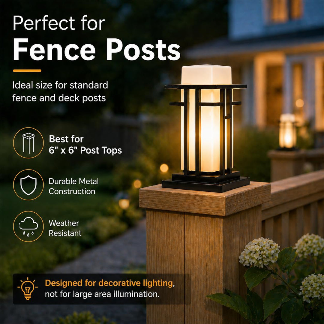 Outdoor Landscape Lighting LED 12V Low Voltage CPLA18 High Voltage Outdoor Frosted Glass Lamp Post Lantern for 6" x 6" Post Top E26 Socket Line Voltage 120V AC IP65 Waterproof