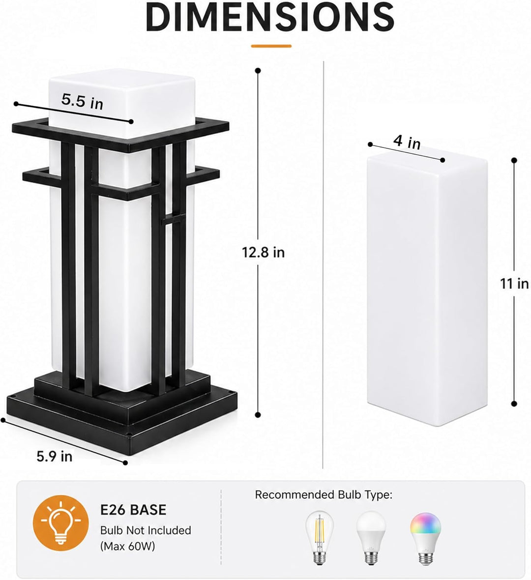 Outdoor Landscape Lighting LED 12V Low Voltage CPLA18 High Voltage Outdoor Frosted Glass Lamp Post Lantern for 6" x 6" Post Top E26 Socket Line Voltage 120V AC IP65 Waterproof