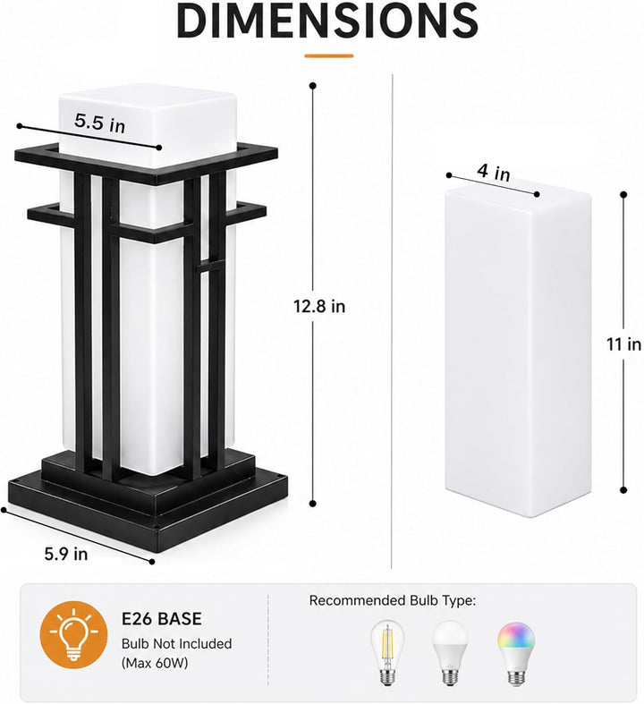 Outdoor Landscape Lighting LED 12V Low Voltage CPLA18 High Voltage Outdoor Frosted Glass Lamp Post Lantern for 6" x 6" Post Top E26 Socket Line Voltage 120V AC IP65 Waterproof