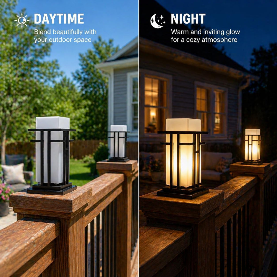 Outdoor Landscape Lighting LED 12V Low Voltage CPLA18 High Voltage Outdoor Frosted Glass Lamp Post Lantern for 6" x 6" Post Top E26 Socket Line Voltage 120V AC IP65 Waterproof