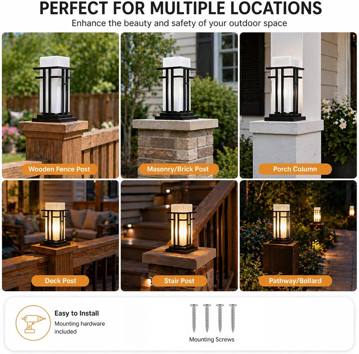 Outdoor Landscape Lighting LED 12V Low Voltage CPLA18 High Voltage Outdoor Frosted Glass Lamp Post Lantern for 6" x 6" Post Top E26 Socket Line Voltage 120V AC IP65 Waterproof