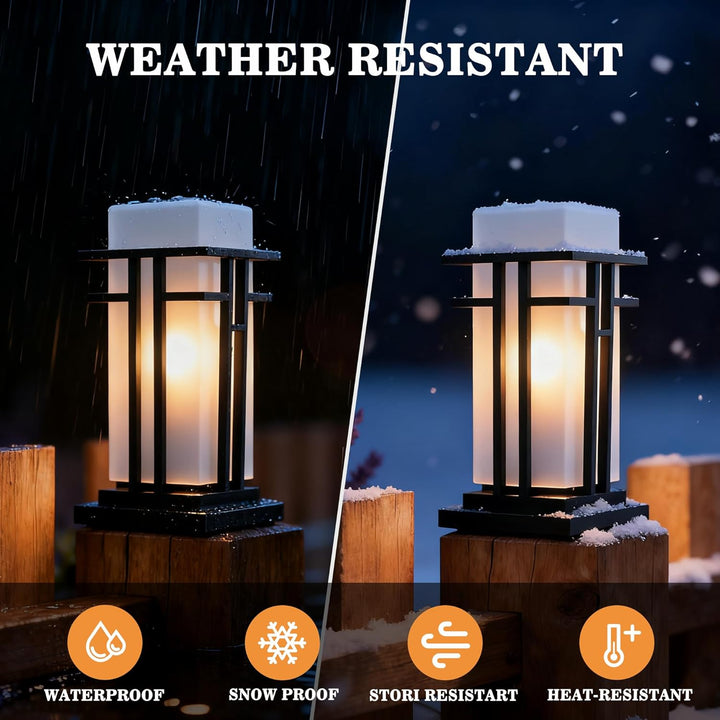 Outdoor Landscape Lighting LED 12V Low Voltage CPLA18 High Voltage Outdoor Frosted Glass Lamp Post Lantern for 6" x 6" Post Top E26 Socket Line Voltage 120V AC IP65 Waterproof