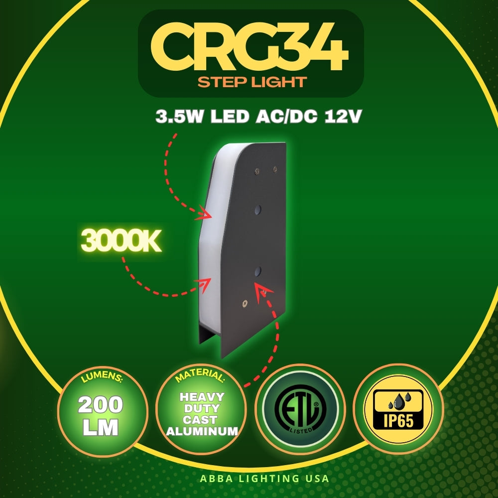 Outdoor Landscape Lighting LED 12V Low Voltage CRG34 4x/8x/12x 3.9″x 1.37″ x 7.8″ Paver Well Light - Heavy Duty Cast Aluminum, IP65 3.5W 3000K AC/DC 12V Low Voltage COB