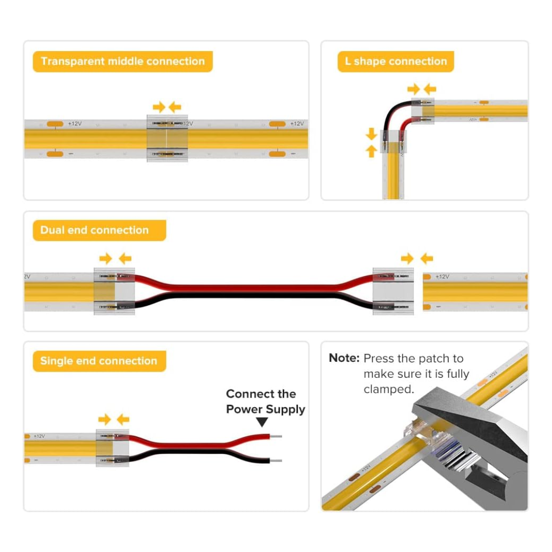 Sld Color 5-Pack SLD 2-Pin Low Voltage COB LED Strip Connectors - Single-Color 5