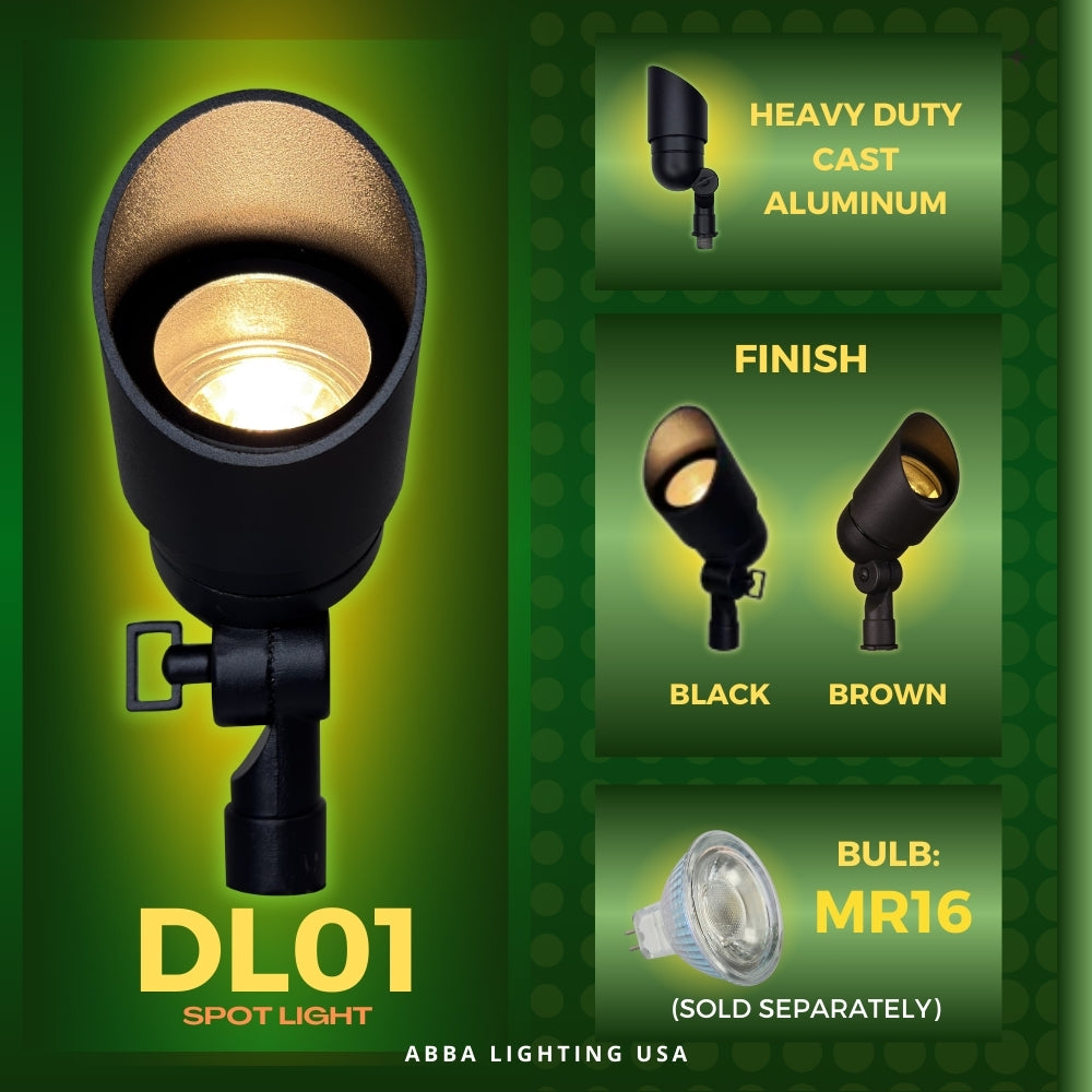 Outdoor Landscape Lighting LED 12V Low Voltage DL01 20 Pack 12V Low Voltage Directional LED Outdoor Aluminum Spotlight 3W 3000K Bulb Package