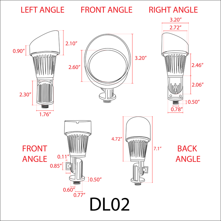 DL02 Cast Aluminum Spotlight | Lamp Ready 12V Low Voltage Landscape Light