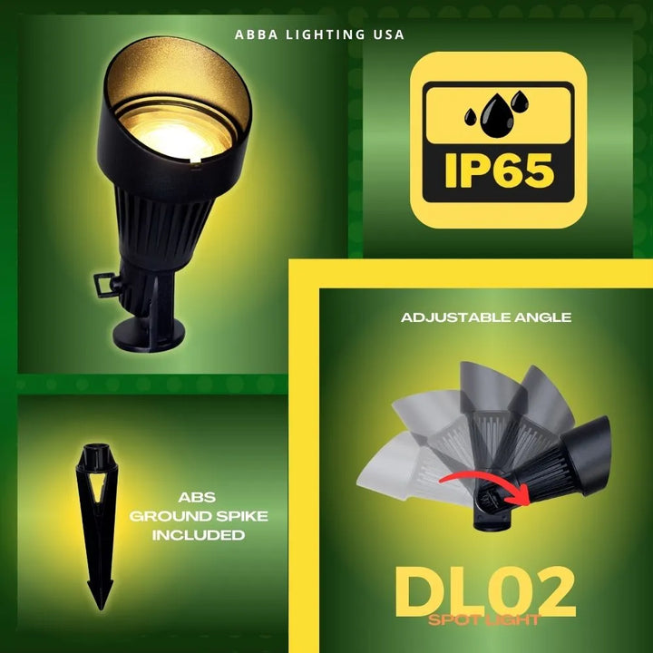 Outdoor Landscape Lighting LED 12V Low Voltage DL02 4x/8x/12x Package 12V Low Voltage Waterproof LED Outdoor Aluminum Spotlight Directional Lighting with 3W 3000K Bulb