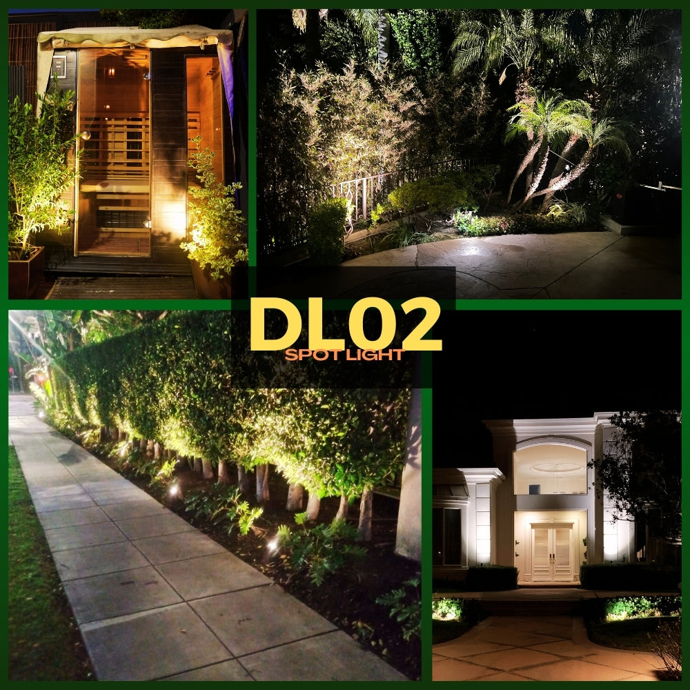 Outdoor Landscape Lighting LED 12V Low Voltage DL02 4x/8x/12x Package 12V Low Voltage Waterproof LED Outdoor Aluminum Spotlight Directional Lighting with 3W 3000K Bulb