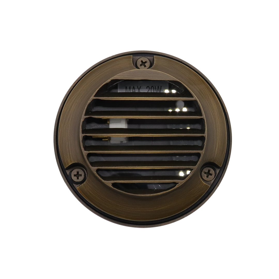 DL02B with G4 3W 2700K 4x/8x/12x Package Solid Brass Round Surface Mount Grilled Deck Light Low Voltage Landscape Lighting