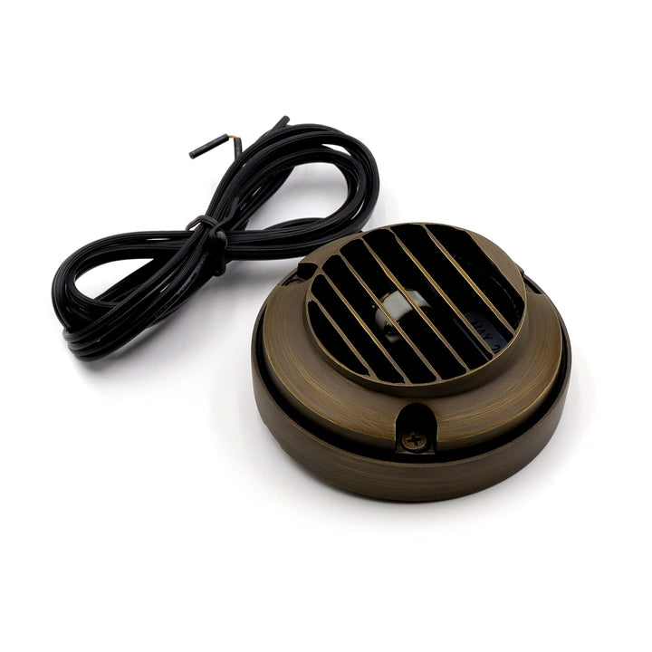 DL02B with G4 3W 2700K 4x/8x/12x Package Solid Brass Round Surface Mount Grilled Deck Light Low Voltage Landscape Lighting