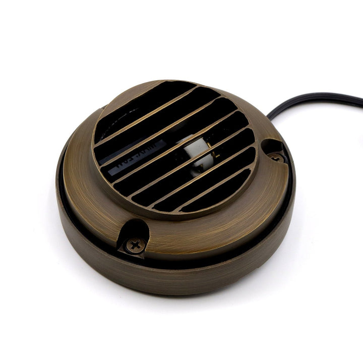 DL02B with G4 3W 2700K 4x/8x/12x Package Solid Brass Round Surface Mount Grilled Deck Light Low Voltage Landscape Lighting