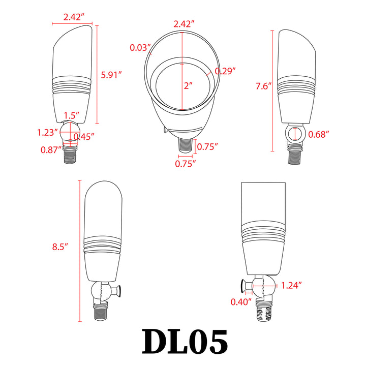 DL06 Foco de aluminio fundido | Listo para lámpara Luz de paisaje de bajo voltaje