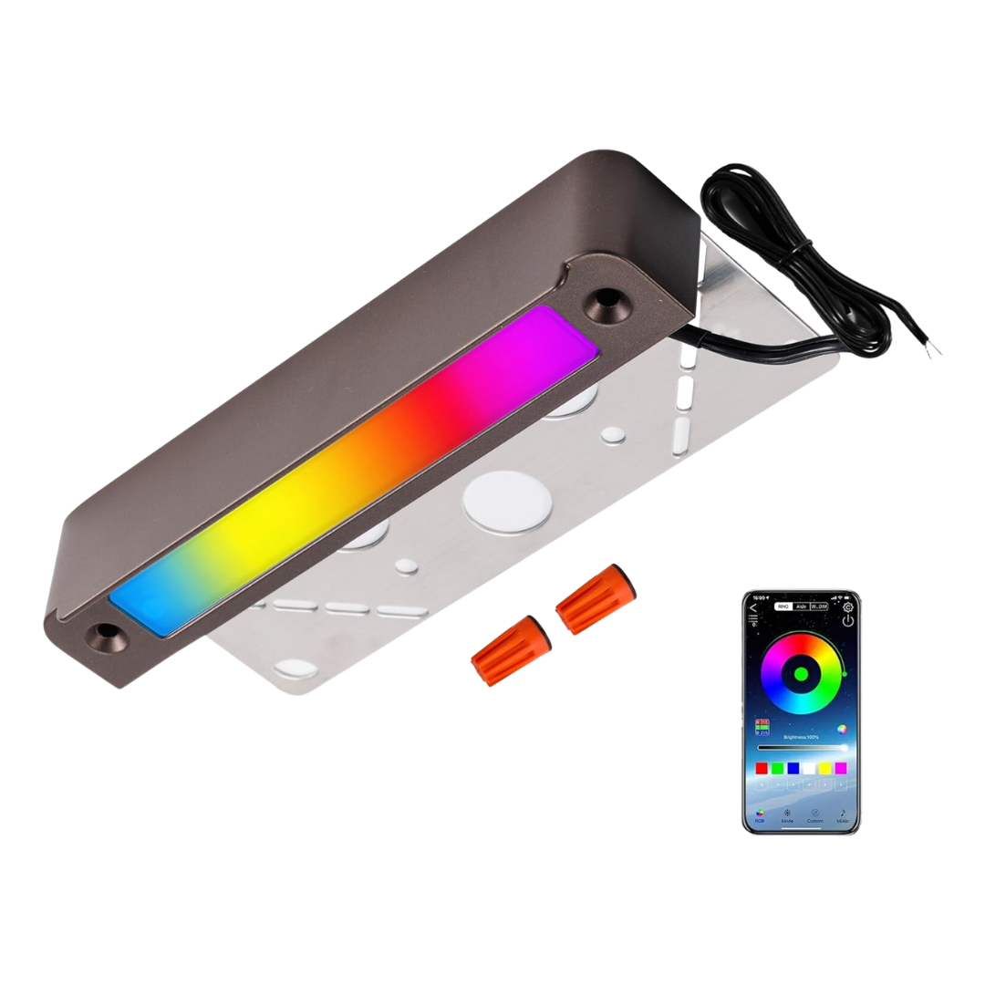 ELRA02 7 Inch 5W RGBCW 3000K-5000K LED Retaining Wall Lights, Hardscape Color Changing ORB RGB 12V Low Voltage Landscape Lights Package