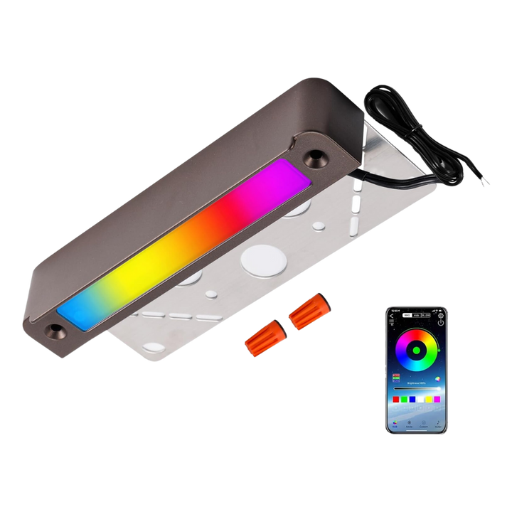 ELRA02 7 Inch 5W RGBCW 3000K-5000K LED Retaining Wall Lights, Hardscape Color Changing ORB RGB 12V Low Voltage Landscape Lights Package