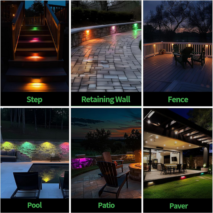 ELRA02 7 Inch 5W RGBCW 3000K-5000K LED Retaining Wall Lights, Hardscape Color Changing ORB RGB 12V Low Voltage Landscape Lights Package