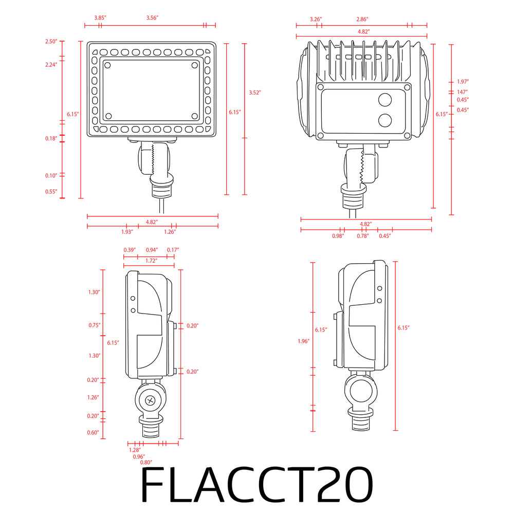 Outdoor Landscape Lighting LED 12V Low Voltage FLACCT20 Bronze 12V Low Voltage Adjustable 3CCT and Wattage 5W-20W Integrated LED Landscape Lighting Outdoor Floodlight