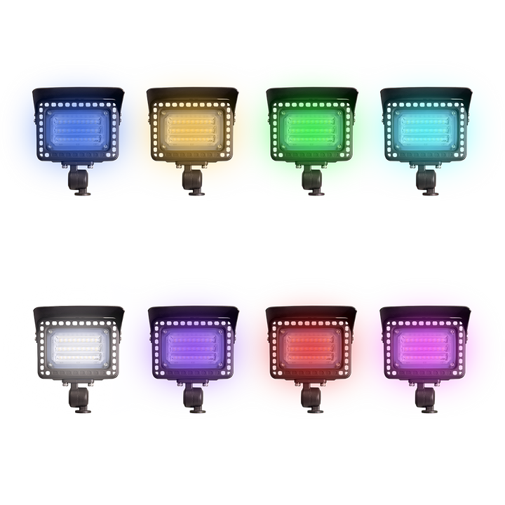 Outdoor Landscape Lighting LED 12V Low Voltage FLARGBCW20 Bronze 4x/8x/12x Package 12V Low Voltage 20W RGBCW Outdoor LED Landscape Lighting Bronze Aluminum Floodlight